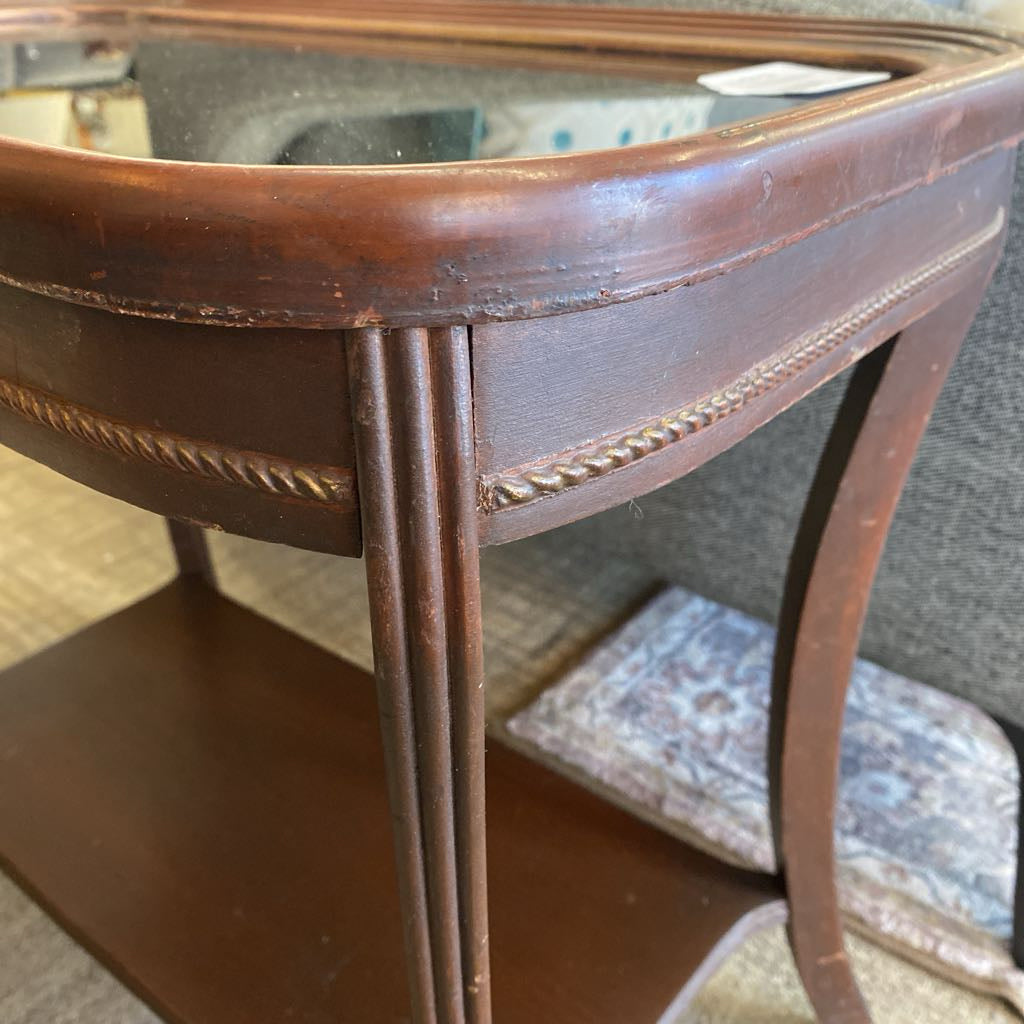 Classic Side Table w/Dark Glass Top & Rope Molding Detail C SIDE TABLES