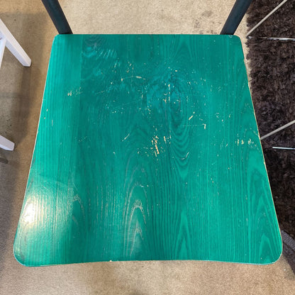 Scan Design Black Metal Stool with Green Wood Seat AS IS