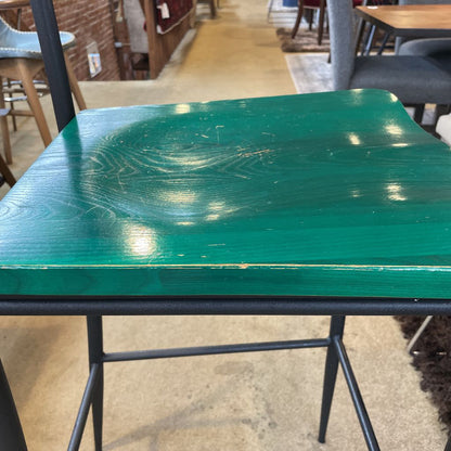 Scan Design Black Metal Stool with Green Wood Seat AS IS