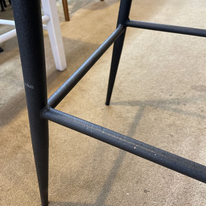 Scan Design Black Metal Stool with Green Wood Seat AS IS