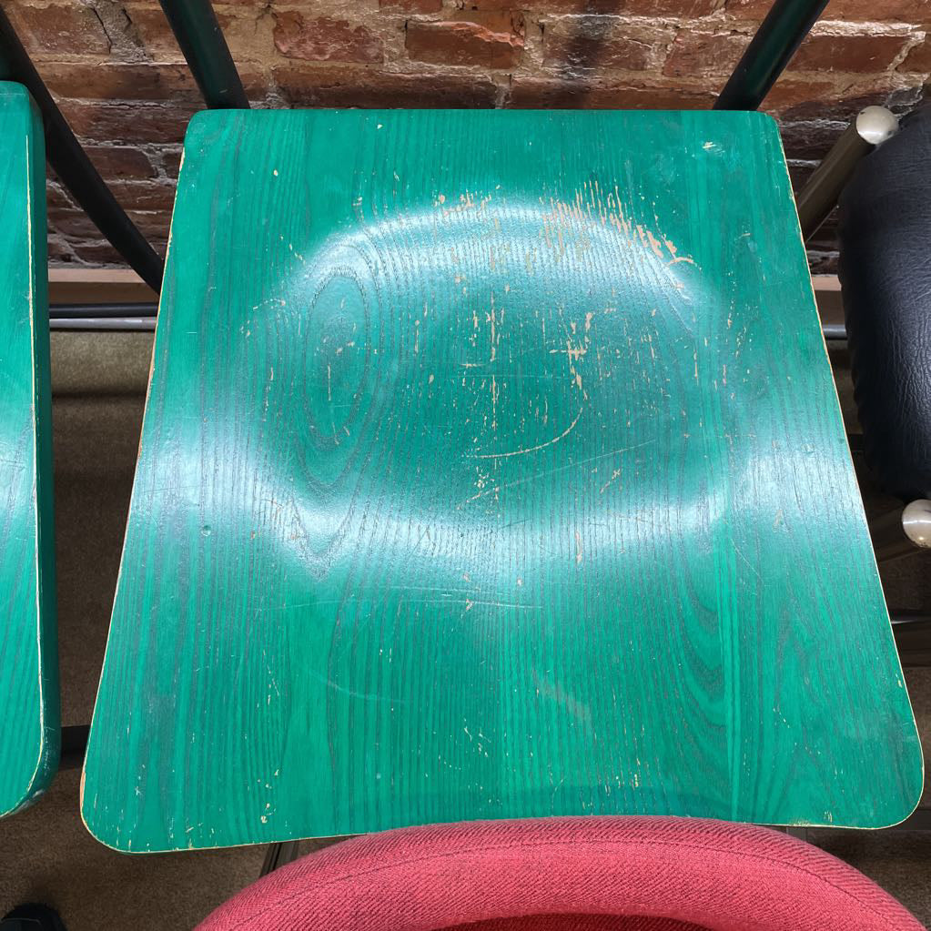 Scan Design Black Metal Stool with Green Wood Seat AS IS