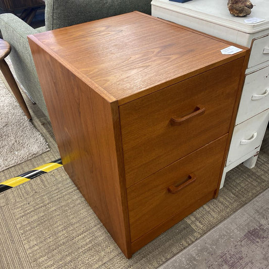 Large Teak Two Drawer File Cabinet C SIDE TABLES