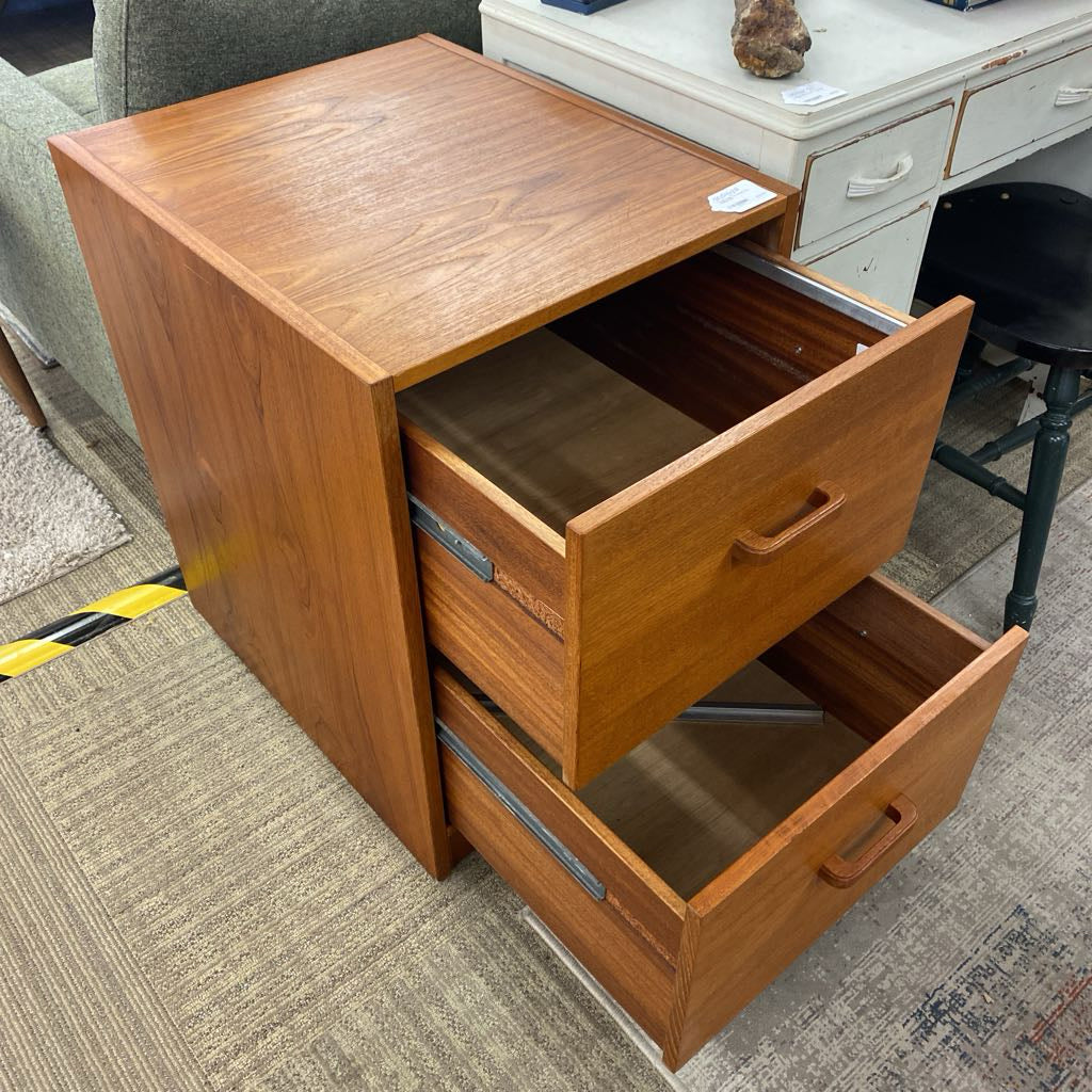 Large Teak Two Drawer File Cabinet C SIDE TABLES