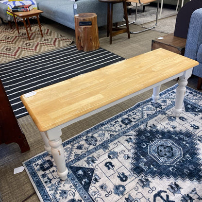 Blonde Wood White Turned Leg Bench C ACCENT BENCHES