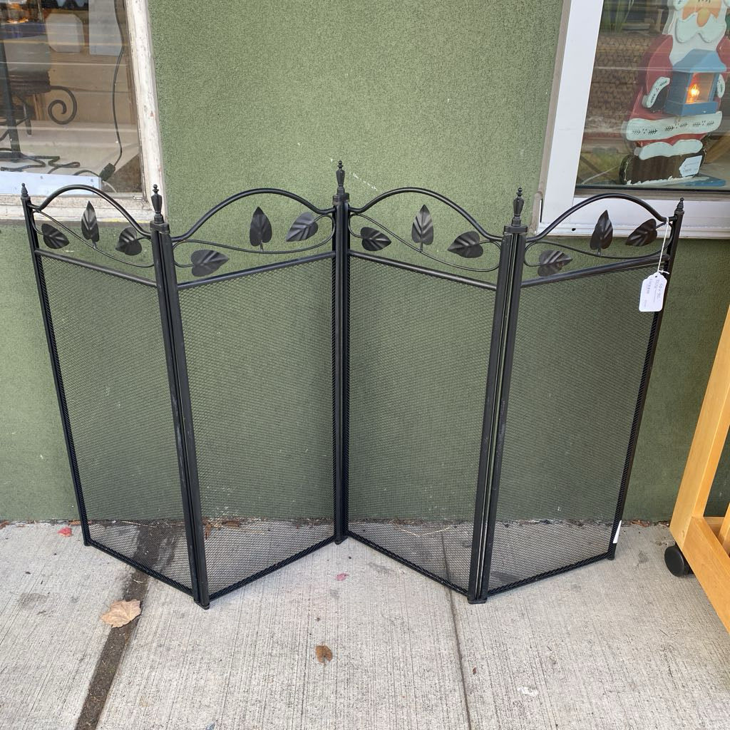 Black Metal Leaves Fireplace Screen SMALLS