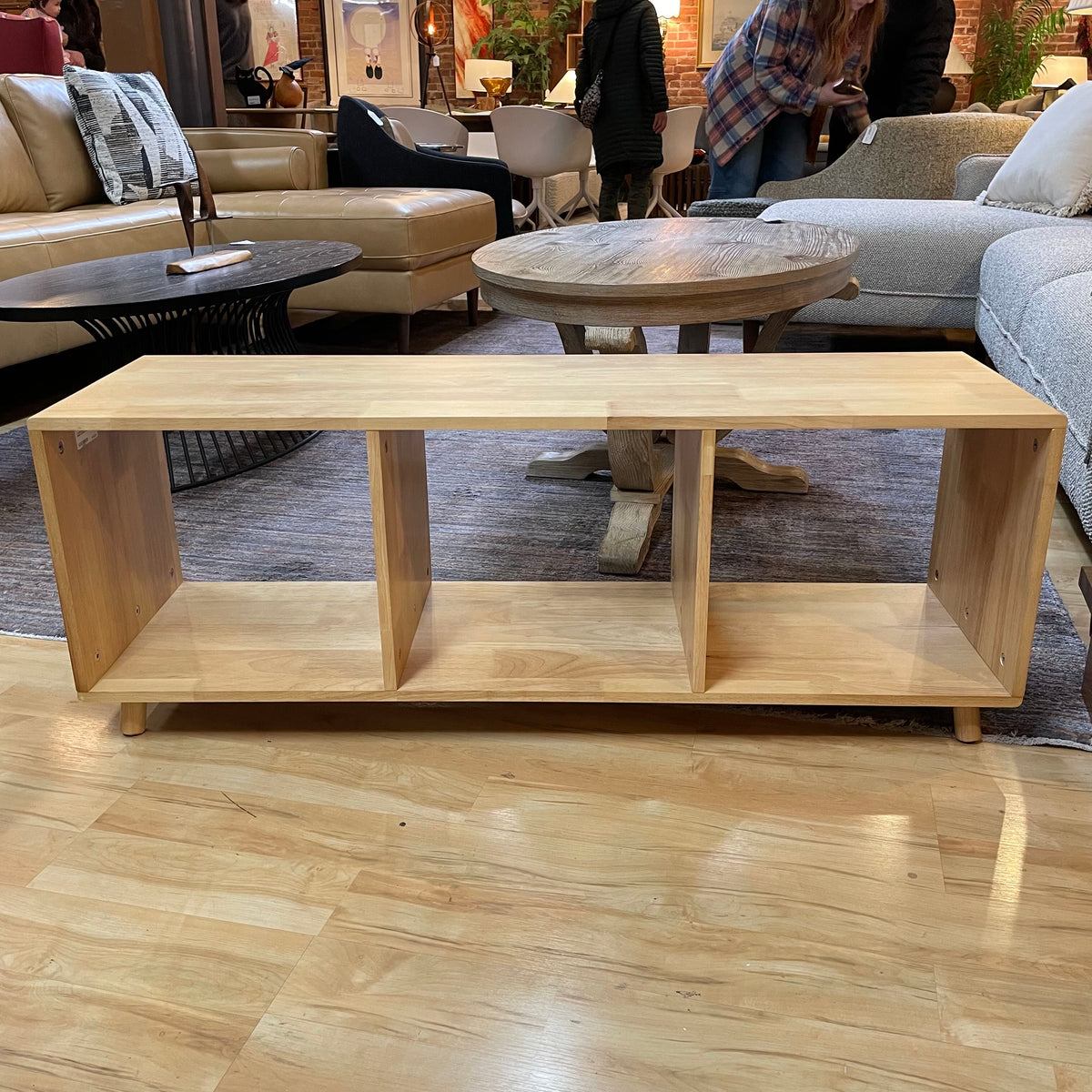 3 Cube Black wood Open Shelving Media Console
