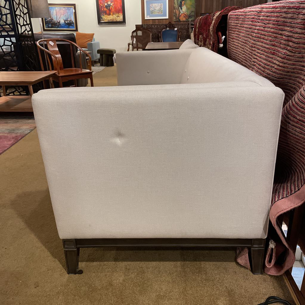 White Tufted Sofa w/ Grey Seat Velvet Bench Seat