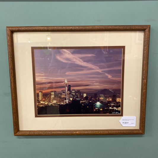 Signed Xmas Tree Space Needle Skyline Photo ART