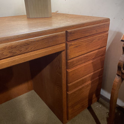 Large Oak Executive Desk w File Storage
