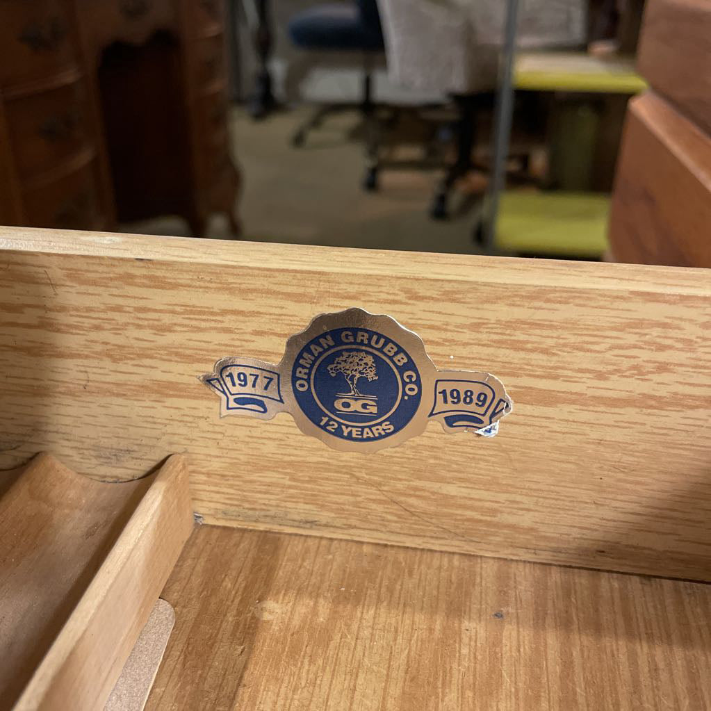Large Oak Executive Desk w File Storage
