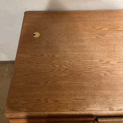 Large Oak Executive Desk w File Storage