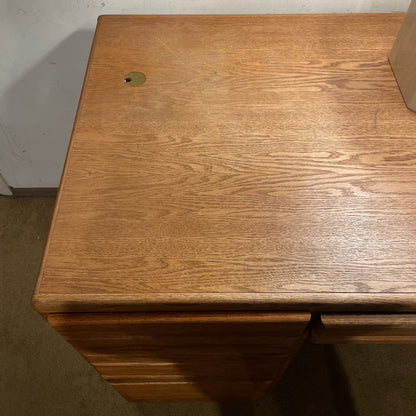 Large Oak Executive Desk w File Storage