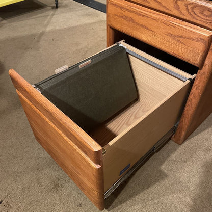 Large Oak Executive Desk w File Storage