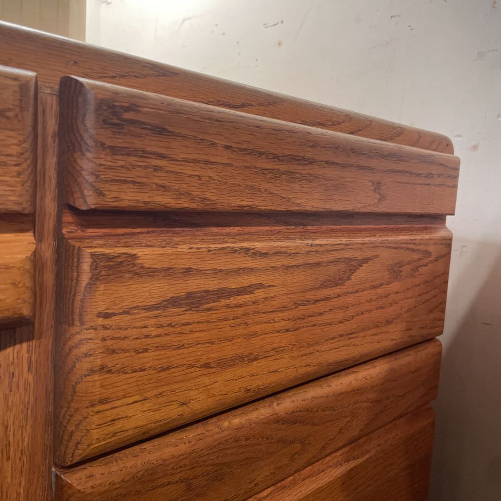 Large Oak Executive Desk w File Storage