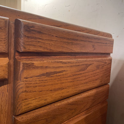 Large Oak Executive Desk w File Storage