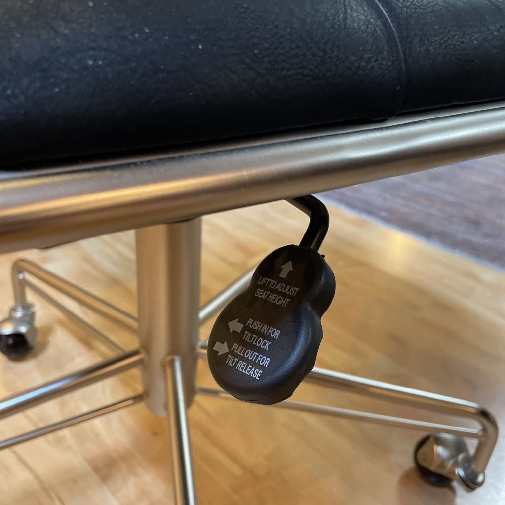 CB2 Black Leather & Metal Frame Executive Chair
