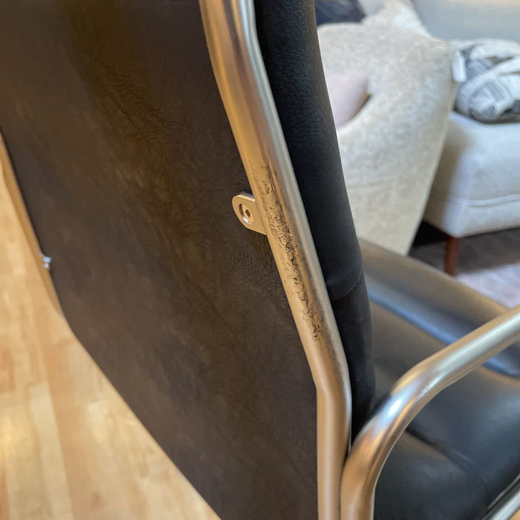 CB2 Black Leather & Metal Frame Executive Chair