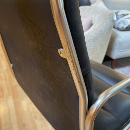CB2 Black Leather & Metal Frame Executive Chair