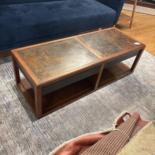 Vintage 2 Drawer Wood & Metal Coffee Table