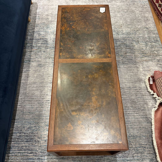 Vintage 2 Drawer Wood & Metal Coffee Table