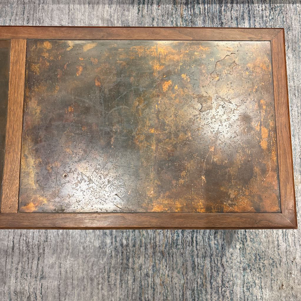 Vintage 2 Drawer Wood & Metal Coffee Table