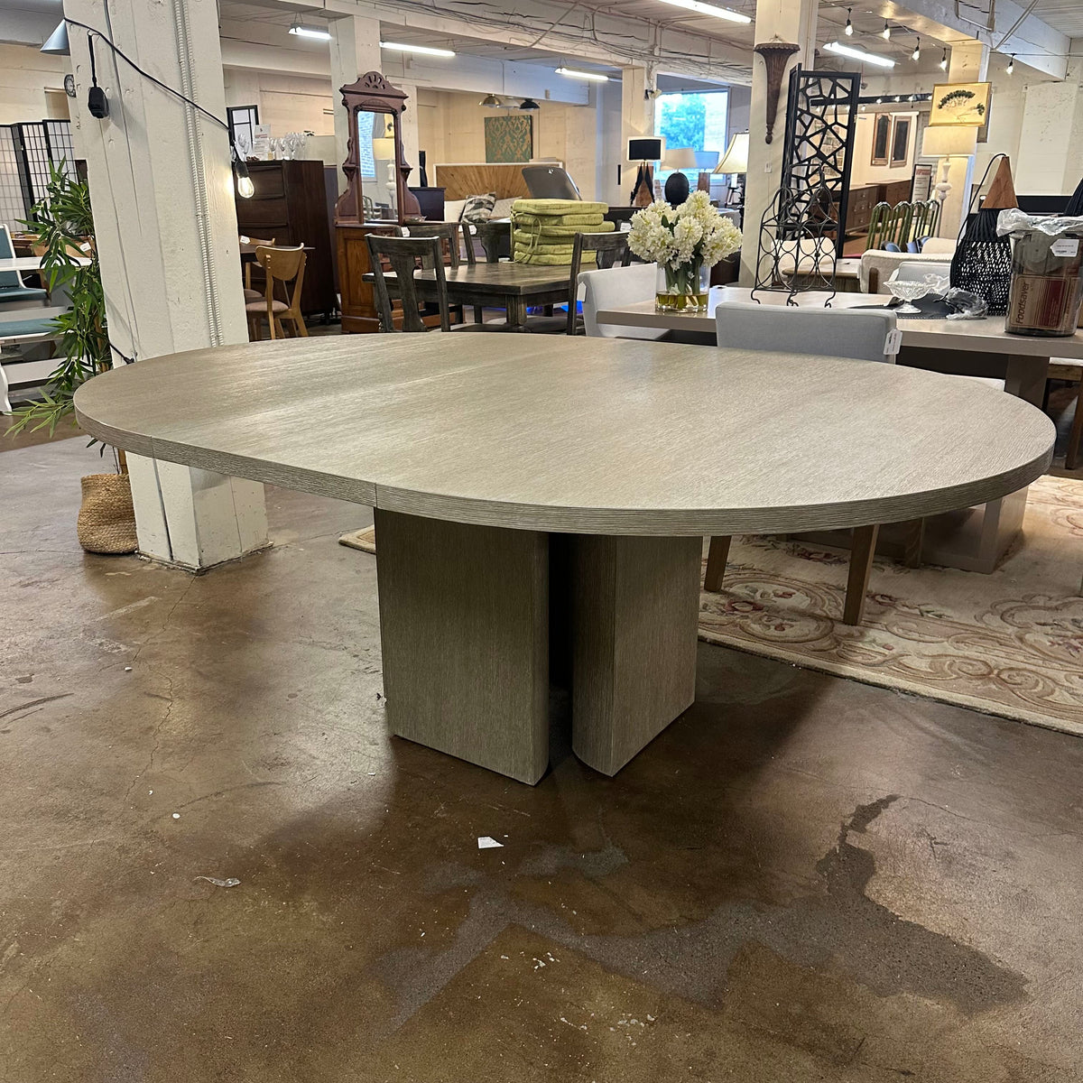 Bernhardt Loggia Round Dining Table with 20-Inch Extension Leaf in Aria Oak