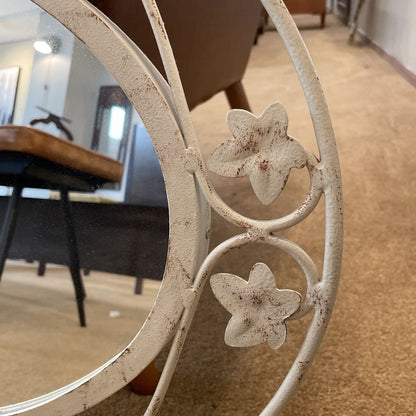 White Oval Metal Leaf Mirror C MIRRORS