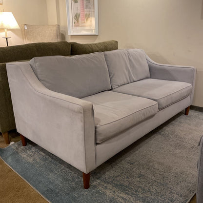 West Elm Sloped Arm 2 Seat Gray Velvet Sofa