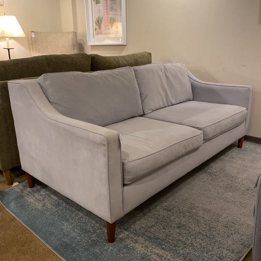 West Elm Sloped Arm 2 Seat Gray Velvet Sofa