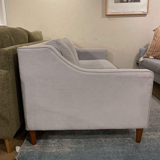 West Elm Sloped Arm 2 Seat Gray Velvet Sofa