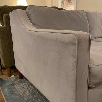 West Elm Sloped Arm 2 Seat Gray Velvet Sofa