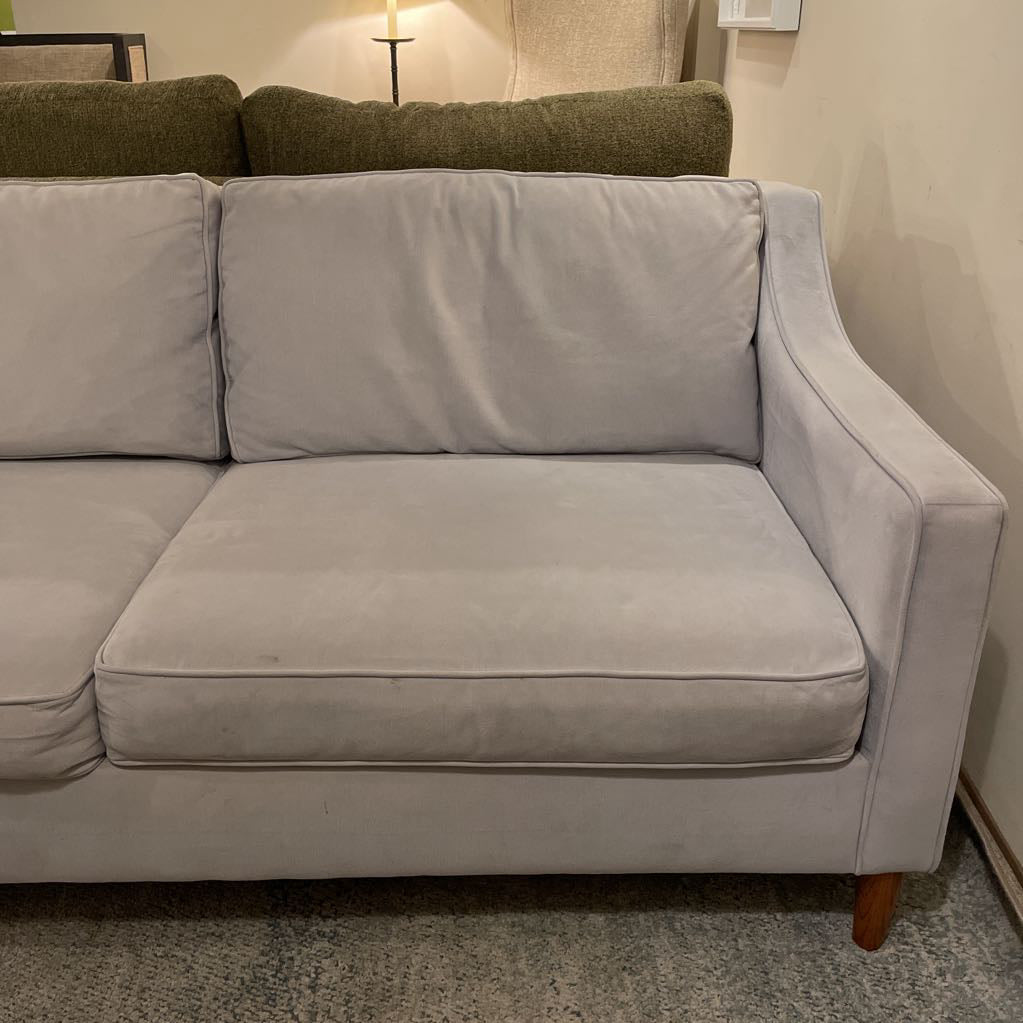 West Elm Sloped Arm 2 Seat Gray Velvet Sofa