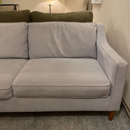 West Elm Sloped Arm 2 Seat Gray Velvet Sofa