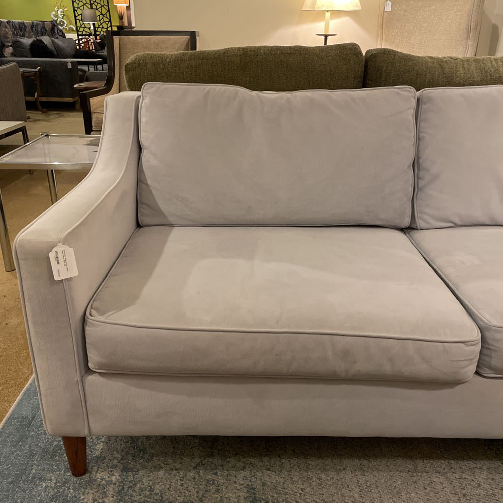 West Elm Sloped Arm 2 Seat Gray Velvet Sofa