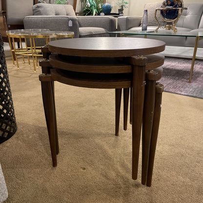 MCM Round Formica Top Stacking Tables SET of 3 C SIDE TABLES