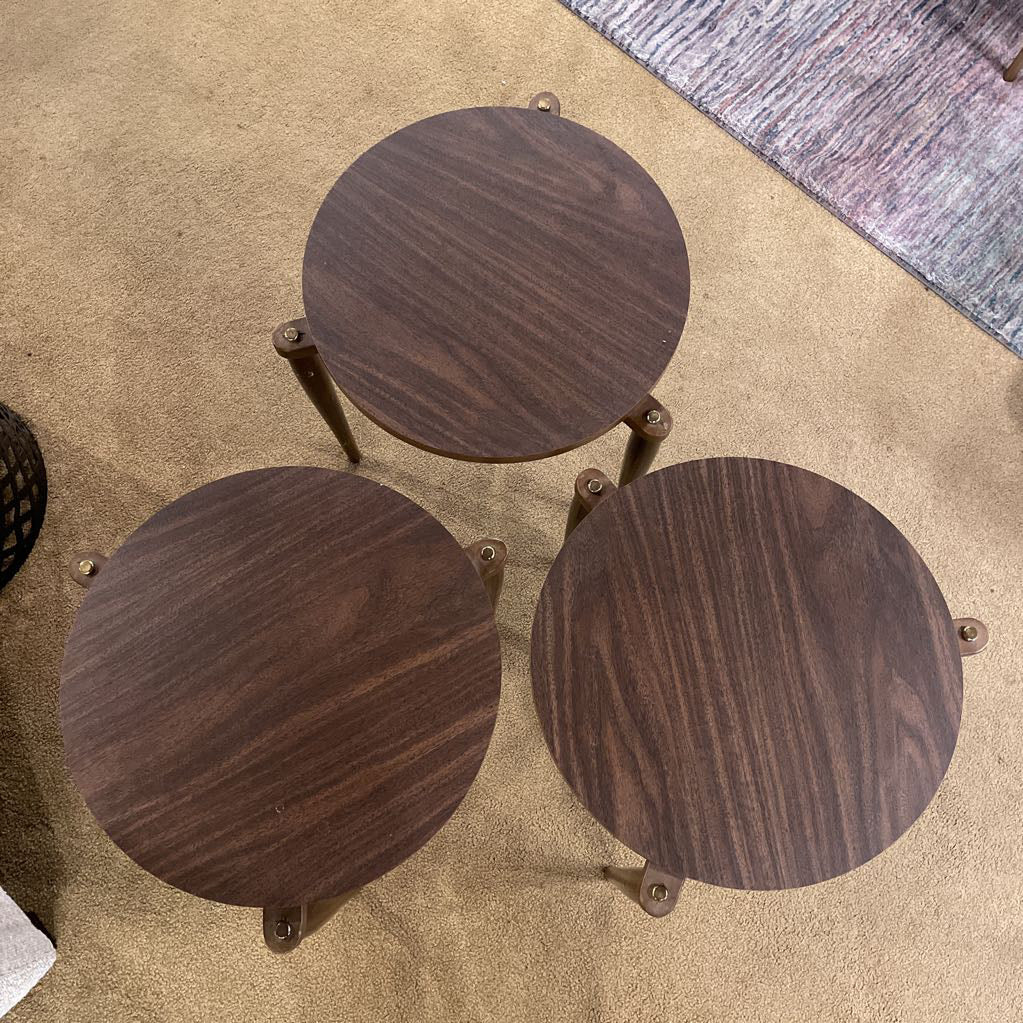MCM Round Formica Top Stacking Tables SET of 3 C SIDE TABLES