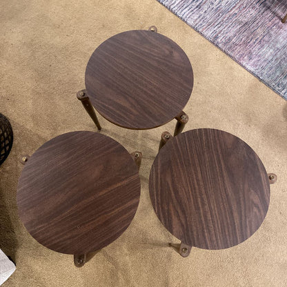 MCM Round Formica Top Stacking Tables SET of 3 C SIDE TABLES