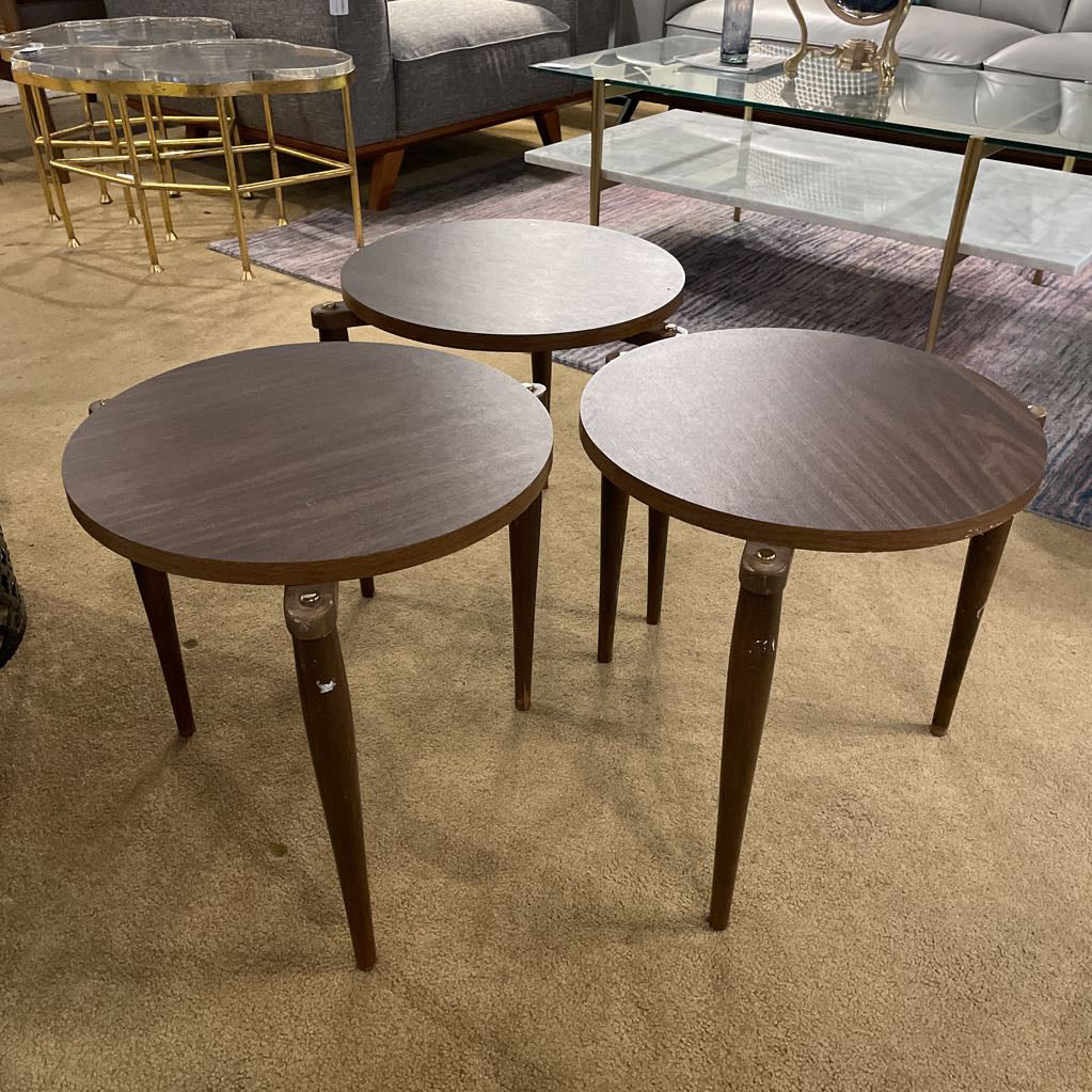 MCM Round Formica Top Stacking Tables SET of 3 C SIDE TABLES