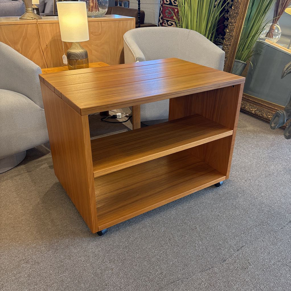 Teak TV Stand w/Wheels