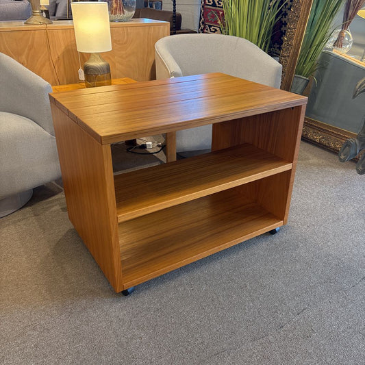 Teak TV Stand w/Wheels