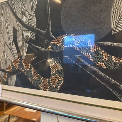 Signed And Numbered Serpent Linocut Print