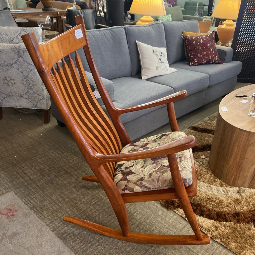 GREG AANES Signed Handmade Solid Cherry Rocker U ACCENT CHAIRS