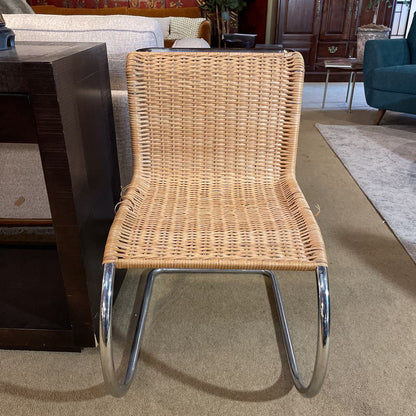 MR-10 Repro Cantilevered Chrome & Wicker Accent Chair