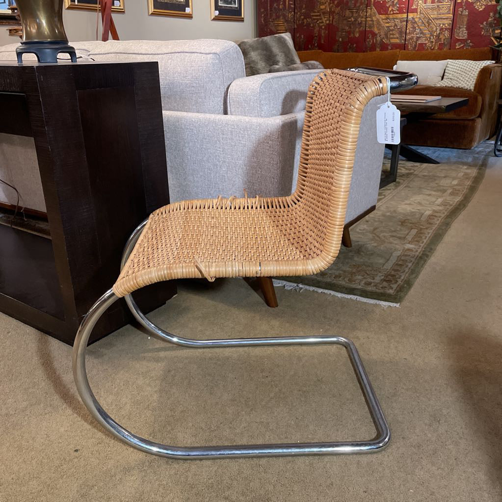 MR-10 Repro Cantilevered Chrome & Wicker Accent Chair