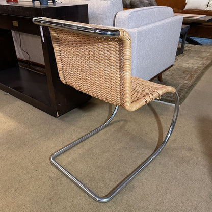 MR-10 Repro Cantilevered Chrome & Wicker Accent Chair