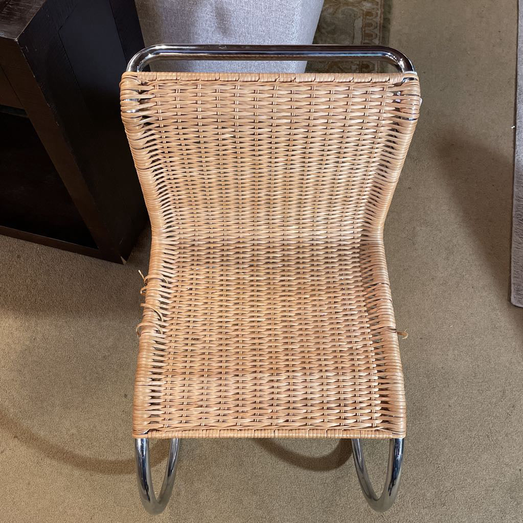 MR-10 Repro Cantilevered Chrome & Wicker Accent Chair