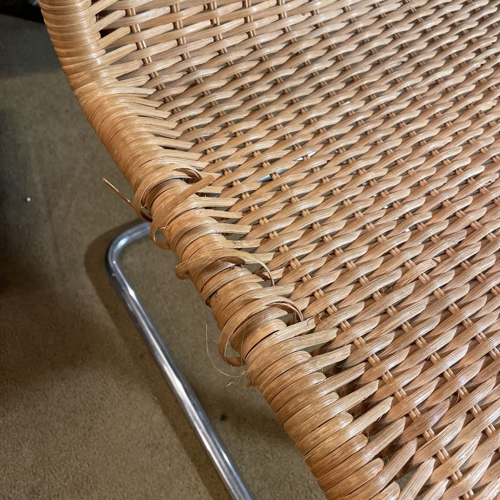 MR-10 Repro Cantilevered Chrome & Wicker Accent Chair