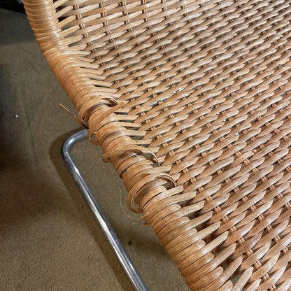 MR-10 Repro Cantilevered Chrome & Wicker Accent Chair