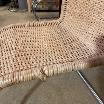 MR-10 Repro Cantilevered Chrome & Wicker Accent Chair