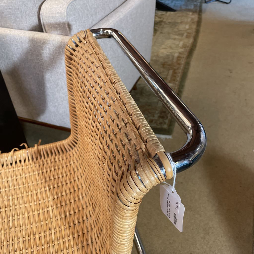 MR-10 Repro Cantilevered Chrome & Wicker Accent Chair